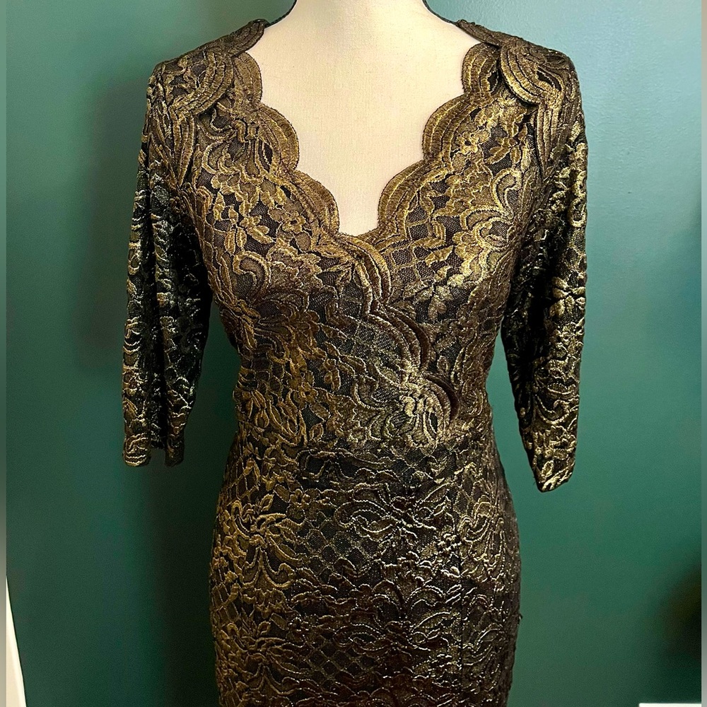 Gorgeous black and gold lace cocktail dress - NWT!